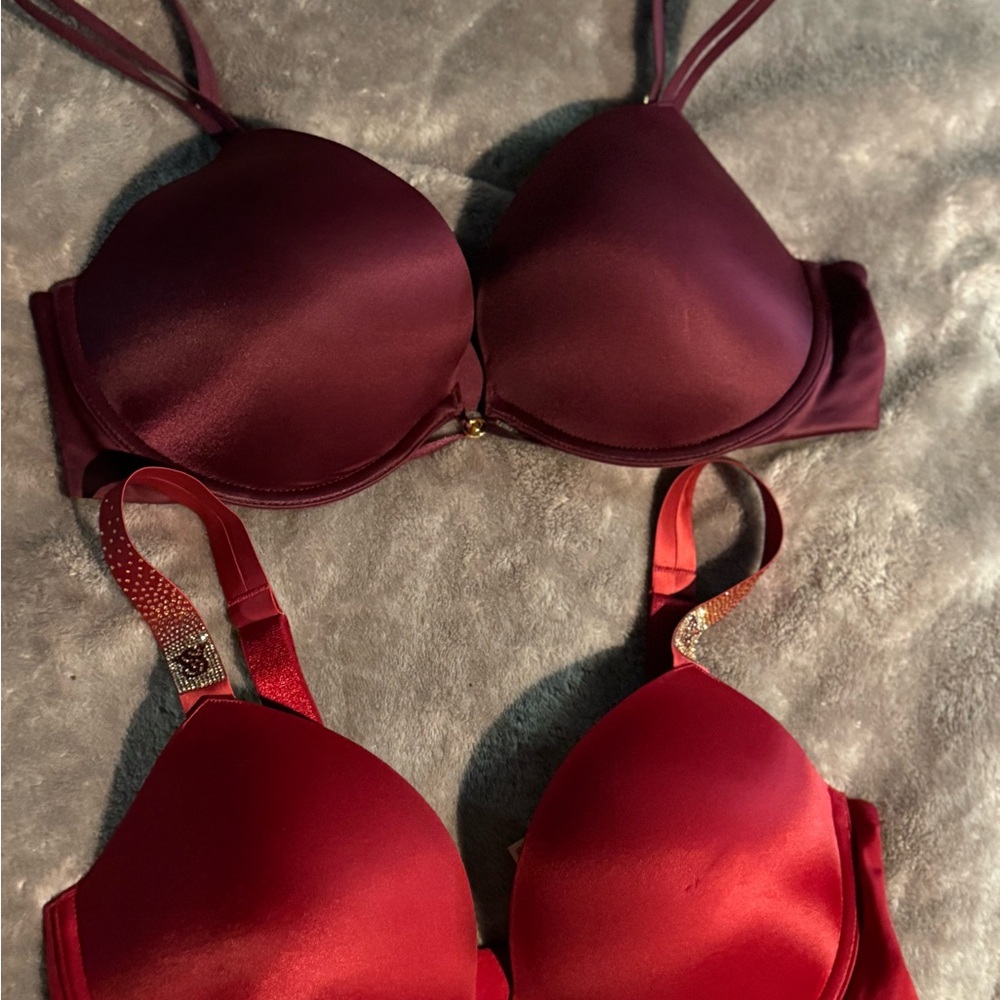Victoria’s Secret - Elegant Women's Burgundy and Red Bras